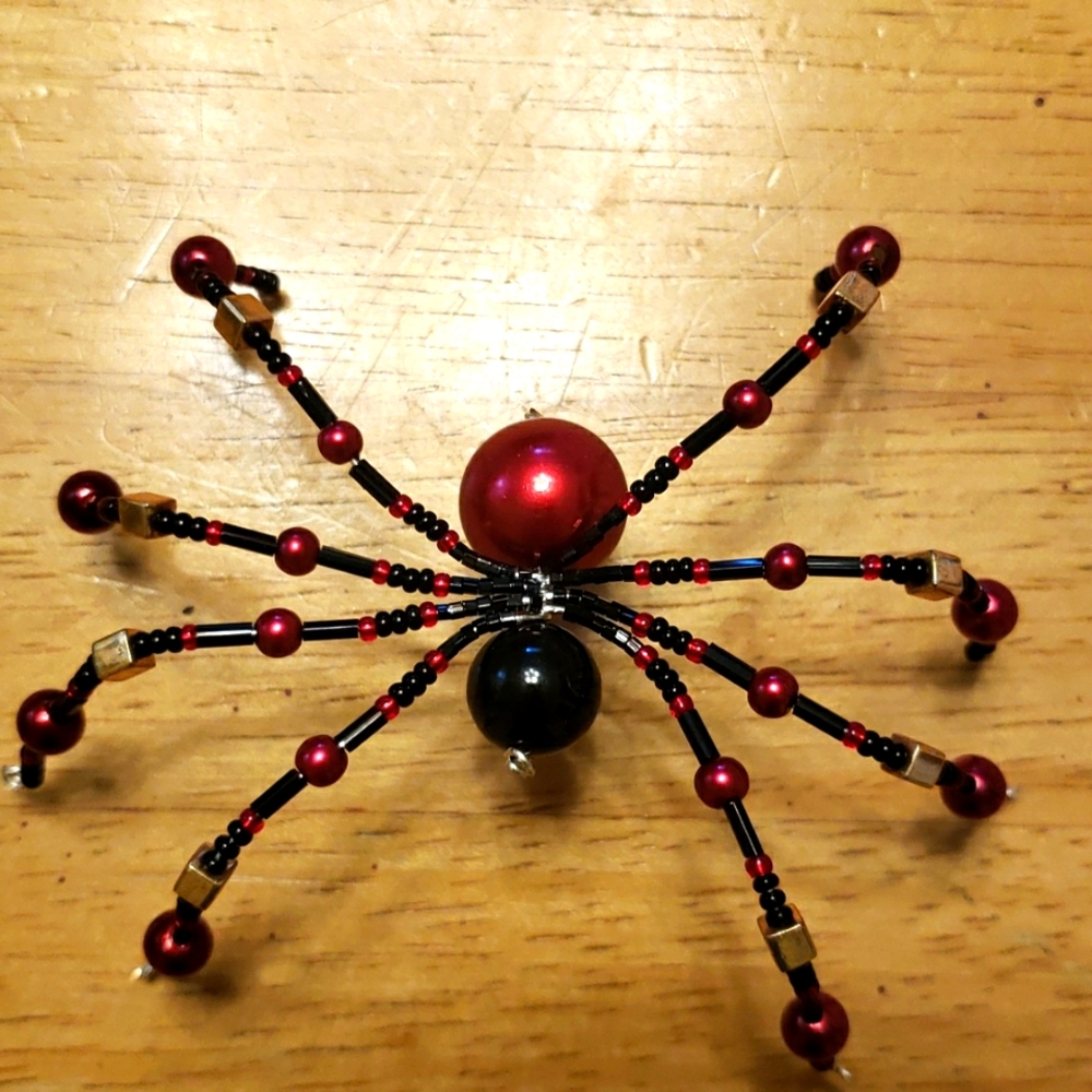 Red pearl beaded spider
